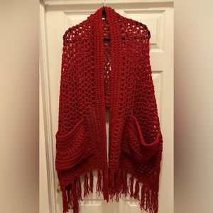 Hand crocheted shawl with pockets